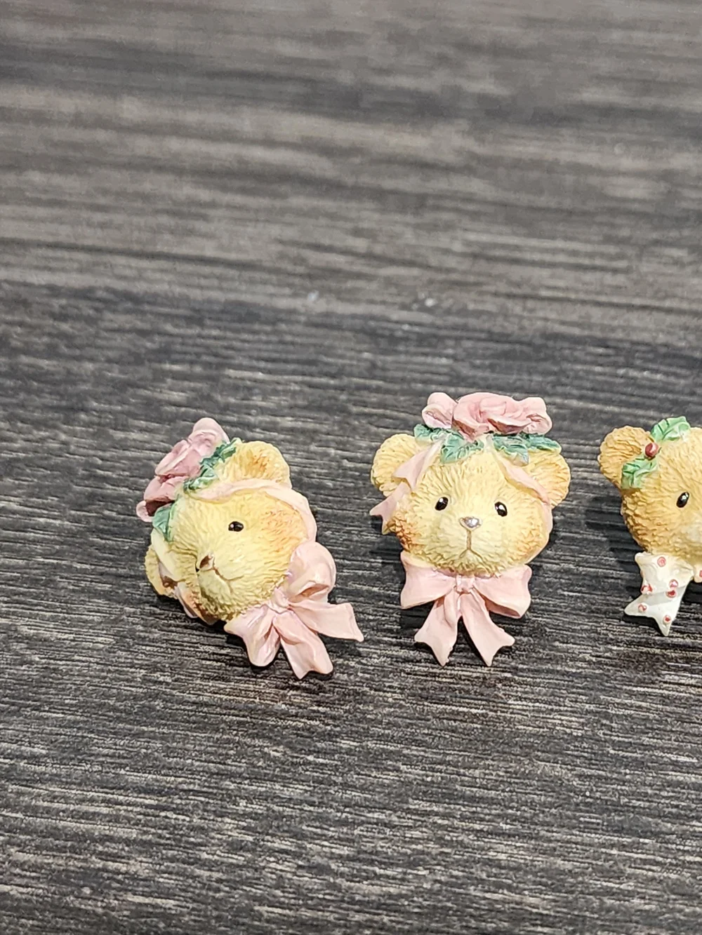 Vintage Enesco Cherished Teddies Earrings, Set Of 3